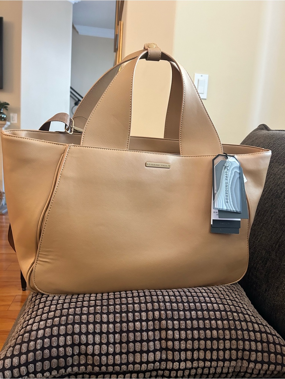 Boarding Pass The Commuter Tan Tote luggage bag